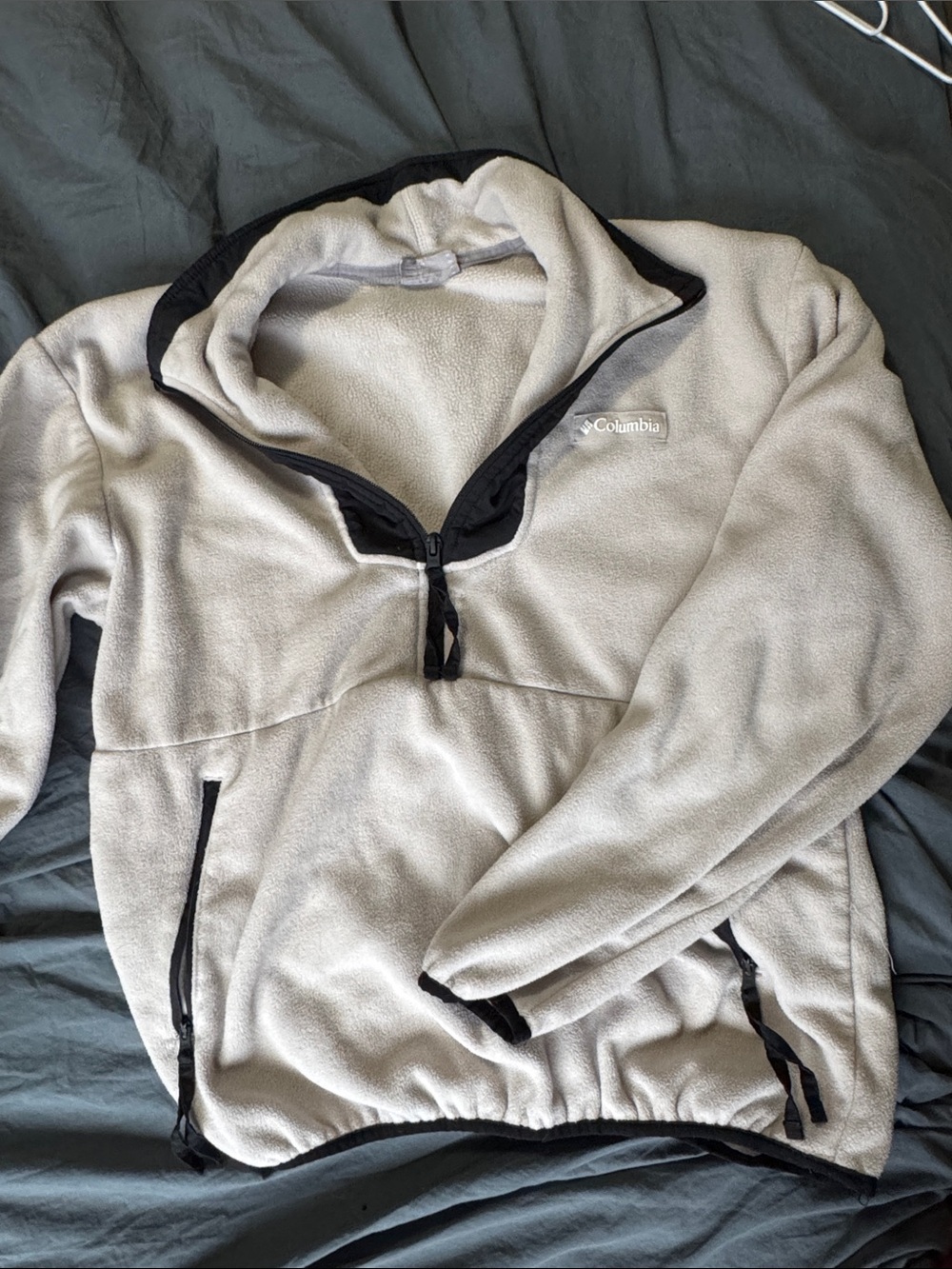Columbia Men's Light Gray Fleece Quarter-Zip with Black Trim